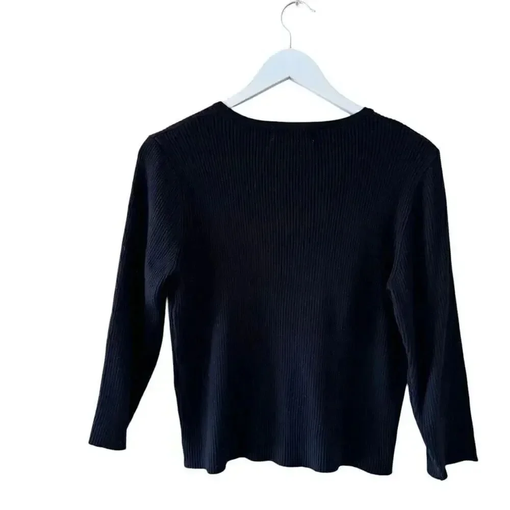 Philosophy Ribbed Knit Front Zipper Long Sleeves Soft Sweater SZ PXL #1962